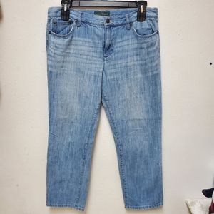 RL Lauren Jean Co Boyfriend Fit Light Wash Denim Ankle Crop Jean Straight Leg 12